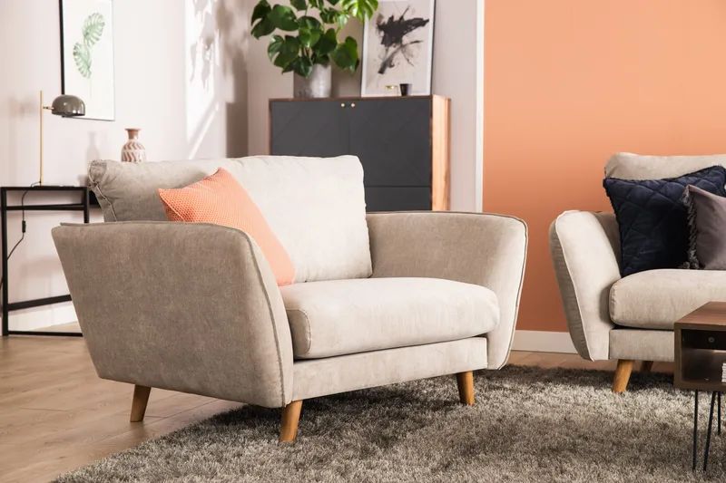 Trend Lyx 4-seters Høyrevendt L-formet Sjeselongsofa i Stoff - Beige - Møbler - Sofaer - Sofa med sjeselong - 4 seters sofa med divan