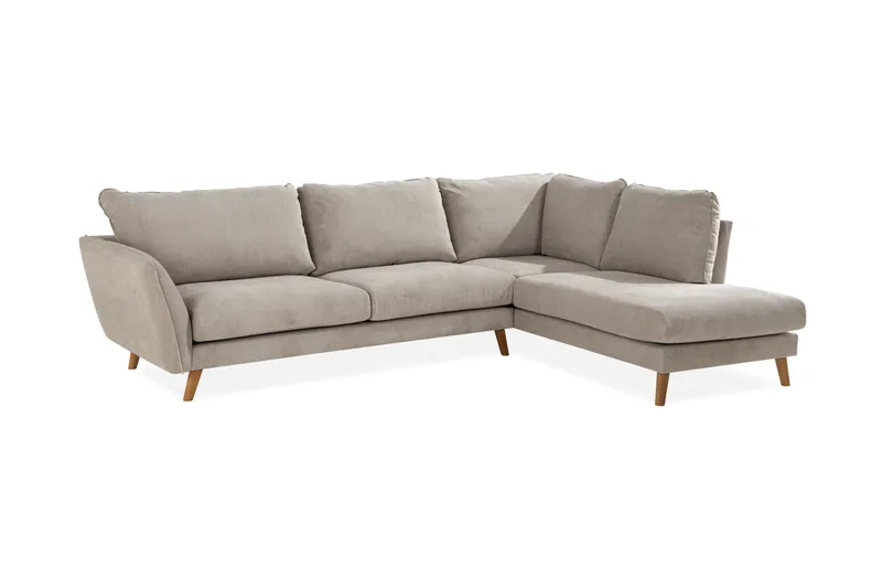 Trend Lyx 4-seters Høyrevendt L-formet Sjeselongsofa i Stoff - Beige - Møbler - Sofaer - Sofa med sjeselong - 4 seters sofa med divan