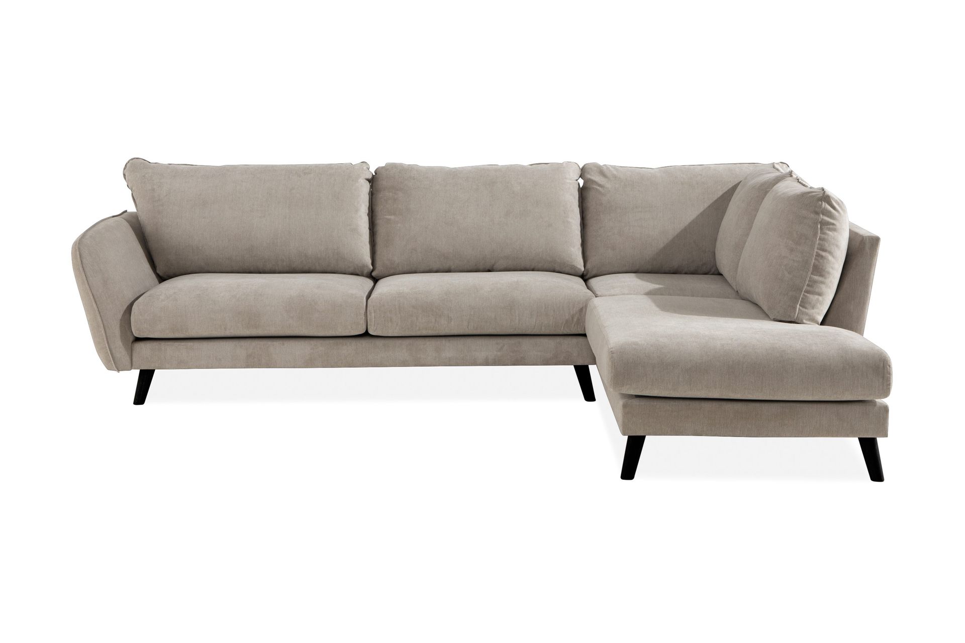 Trend Lyx 4-seters Høyrevendt L-formet Sjeselongsofa i Stoff - Beige