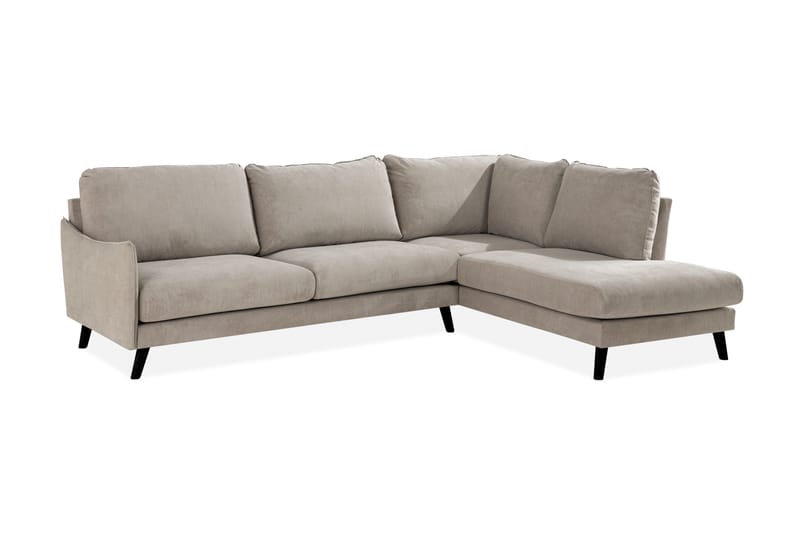 Trend Lyx 4-seters Høyrevendt L-formet Sjeselongsofa i Stoff - Beige - Møbler - Sofaer - Sofa med sjeselong - 4 seters sofa med divan