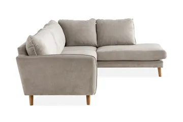 Trend Lyx 4-seters Høyrevendt L-formet Sjeselongsofa i Stoff - Beige - Møbler - Sofaer - Sofa med sjeselong