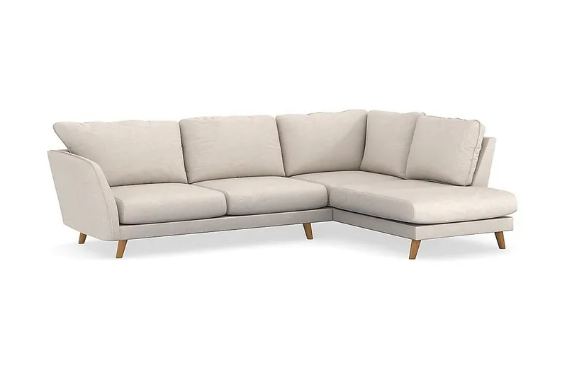 Trend Lyx 4-seters Høyrevendt L-formet Sjeselongsofa i Stoff - Beige - Møbler - Sofaer - Sofa med sjeselong - 4 seters sofa med divan