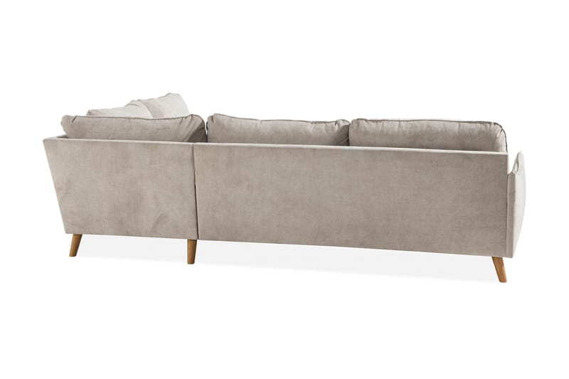 Trend Lyx 4-seters Høyrevendt L-formet Sjeselongsofa i Stoff - Beige - Møbler - Sofaer - Sofa med sjeselong - 4 seters sofa med divan