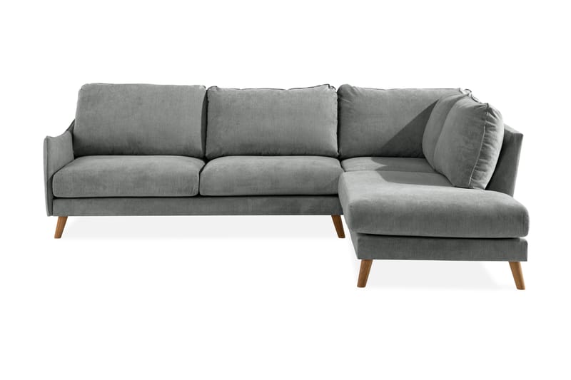 Trend Lyx 4-seters Høyrevendt L-formet Sjeselongsofa i Stoff - Grå - Møbler - Sofaer - Sofa med sjeselong