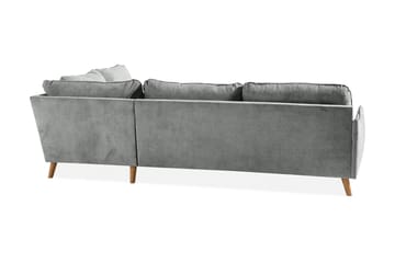 Trend Lyx 4-seters Høyrevendt L-formet Sjeselongsofa i Stoff - Grå - Møbler - Sofaer - Sofa med sjeselong