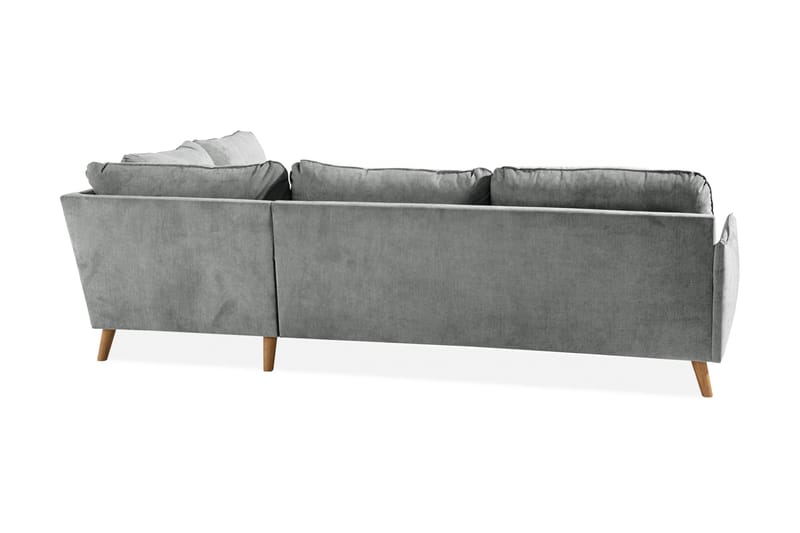 Trend Lyx 4-seters Høyrevendt L-formet Sjeselongsofa i Stoff - Grå - Møbler - Sofaer - Sofa med sjeselong