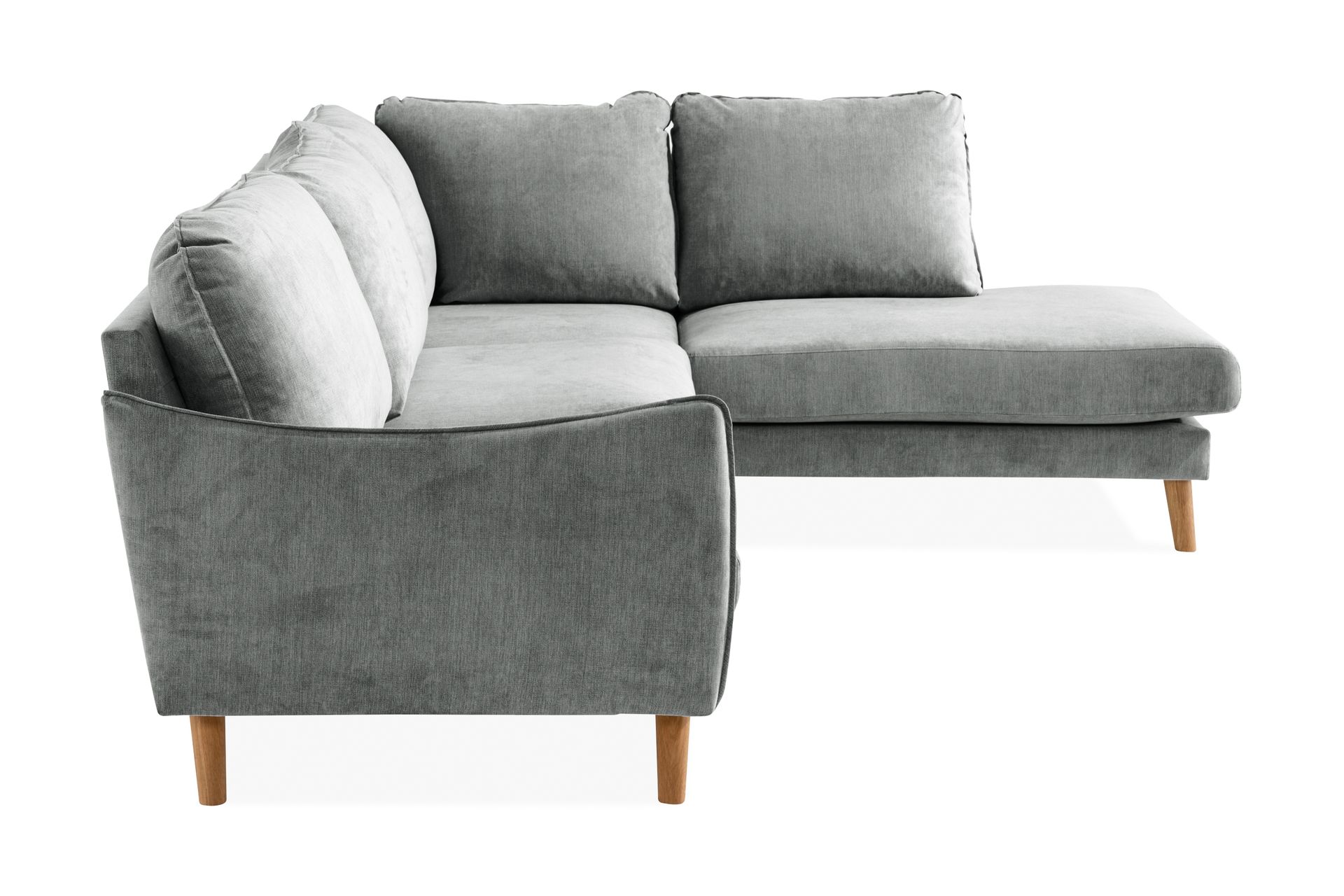 Trend Lyx 4-seters Høyrevendt L-formet Sjeselongsofa i Stoff - Grå - Møbler - Sofaer - Sofa med sjeselong
