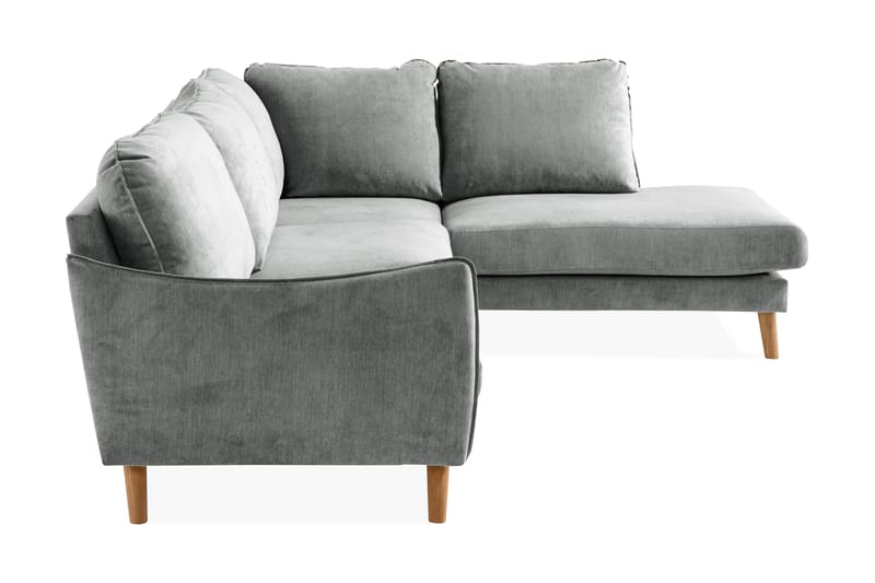 Trend Lyx 4-seters Høyrevendt L-formet Sjeselongsofa i Stoff - Grå - Møbler - Sofaer - Sofa med sjeselong
