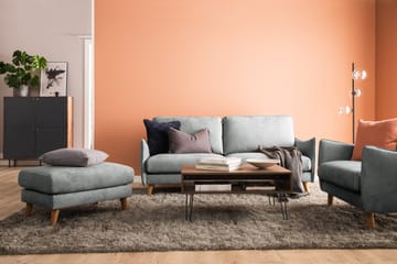 Trend Lyx 4-seters Høyrevendt L-formet Sjeselongsofa i Stoff - Grå - Møbler - Sofaer - Sofa med sjeselong