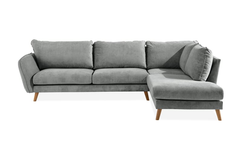 Trend Lyx 4-seters Høyrevendt L-formet Sjeselongsofa i Stoff - Grå - Møbler - Sofaer - Sofa med sjeselong