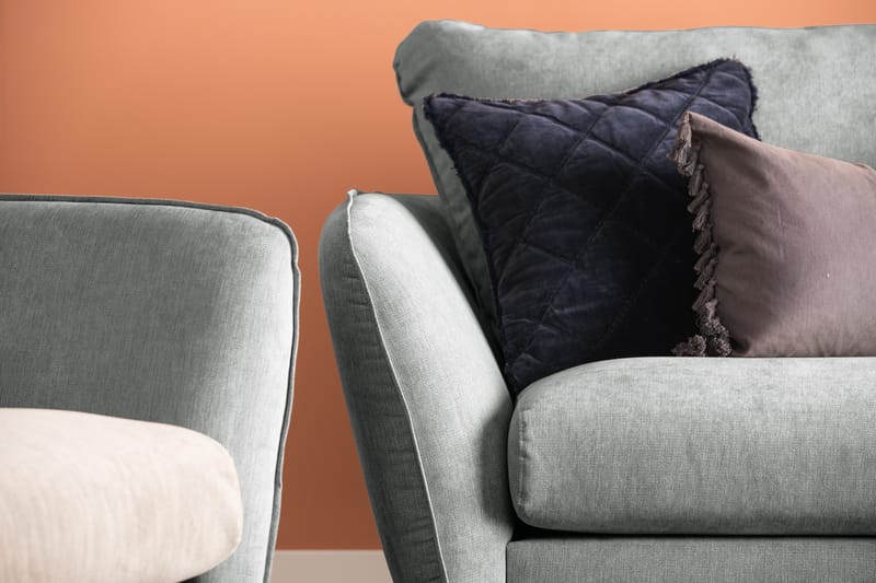 Trend Lyx 4-seters Høyrevendt L-formet Sjeselongsofa i Stoff - Grå - Møbler - Sofaer - Sofa med sjeselong