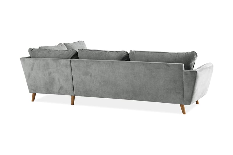 Trend Lyx 4-seters Høyrevendt L-formet Sjeselongsofa i Stoff - Grå - Møbler - Sofaer - Sofa med sjeselong