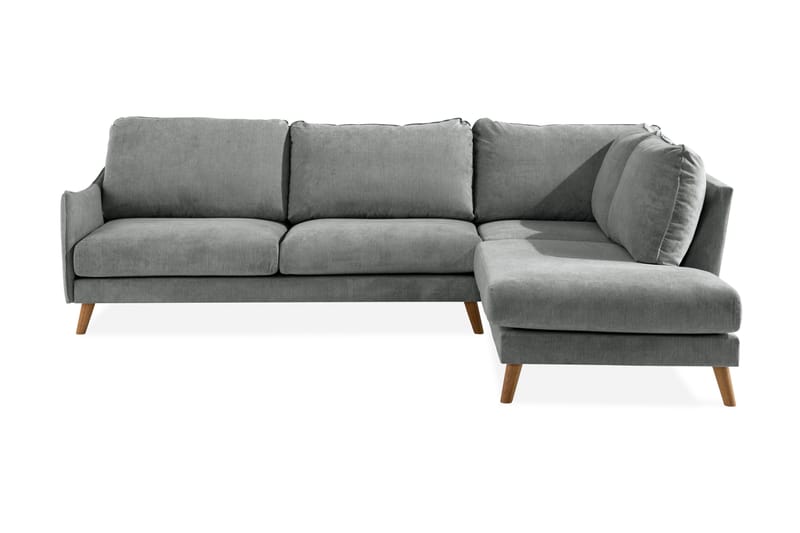 Trend Lyx 4-seters Høyrevendt L-formet Sjeselongsofa i Stoff - Grå - Møbler - Sofaer - Sofa med sjeselong - 4 seters sofa med divan