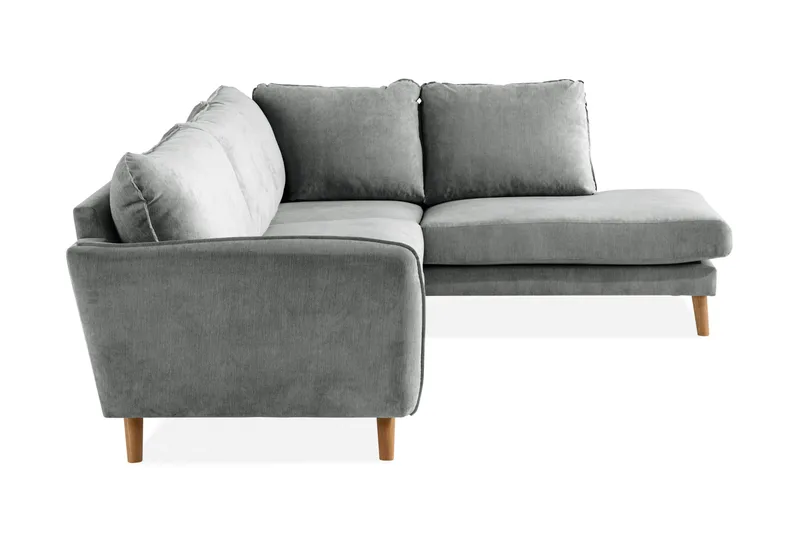 Trend Lyx 4-seters Høyrevendt L-formet Sjeselongsofa i Stoff - Grå - Møbler - Sofaer - Sofa med sjeselong - 4 seters sofa med divan