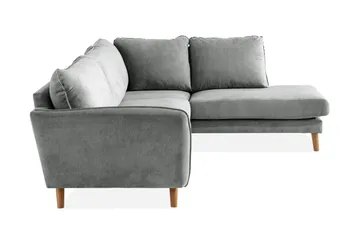 Trend Lyx 4-seters Høyrevendt L-formet Sjeselongsofa i Stoff - Grå - Møbler - Sofaer - Sofa med sjeselong