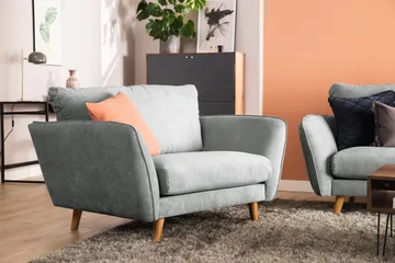 Trend Lyx 4-seters Høyrevendt L-formet Sjeselongsofa i Stoff - Grå - Møbler - Sofaer - Sofa med sjeselong