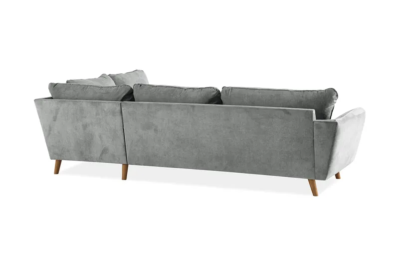 Trend Lyx 4-seters Høyrevendt L-formet Sjeselongsofa i Stoff - Grå - Møbler - Sofaer - Sofa med sjeselong - 4 seters sofa med divan