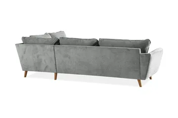 Trend Lyx 4-seters Høyrevendt L-formet Sjeselongsofa i Stoff - Grå - Møbler - Sofaer - Sofa med sjeselong