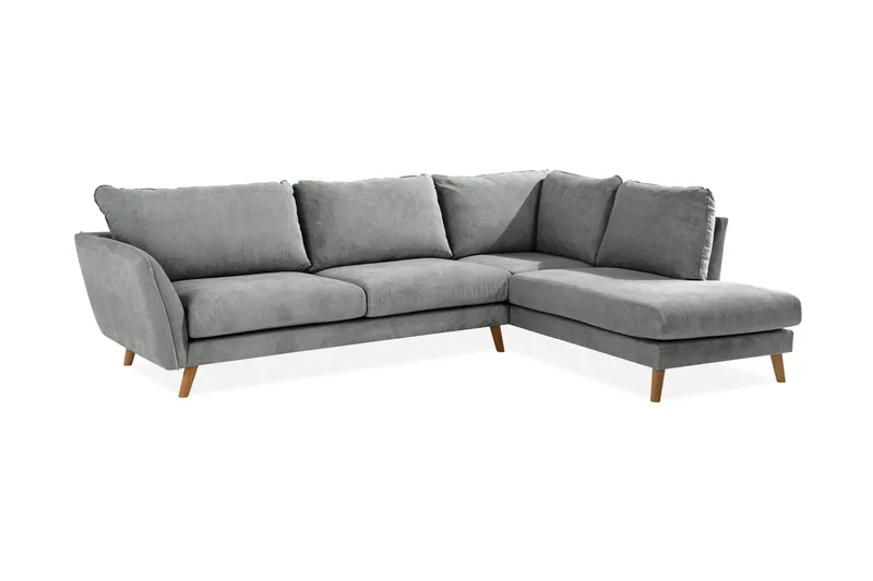 Trend Lyx 4-seters Høyrevendt L-formet Sjeselongsofa i Stoff - Grå - Møbler - Sofaer - Sofa med sjeselong - 4 seters sofa med divan