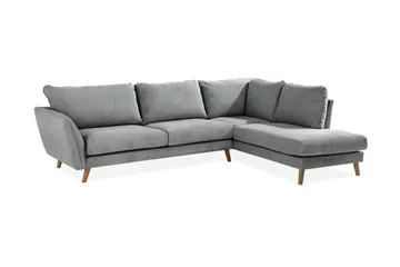 Trend Lyx 4-seters Høyrevendt L-formet Sjeselongsofa i Stoff - Grå - Møbler - Sofaer - Sofa med sjeselong