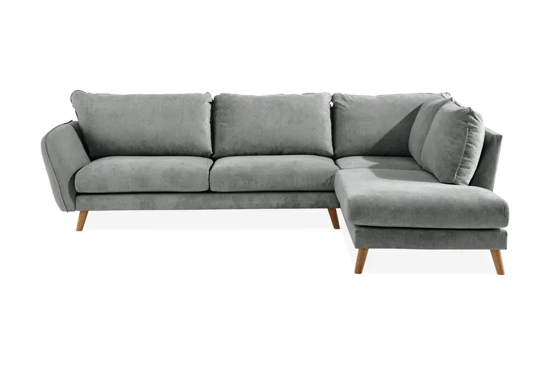 Trend Lyx 4-seters Høyrevendt L-formet Sjeselongsofa i Stoff - Grå - Møbler - Sofaer - Sofa med sjeselong - 4 seters sofa med divan