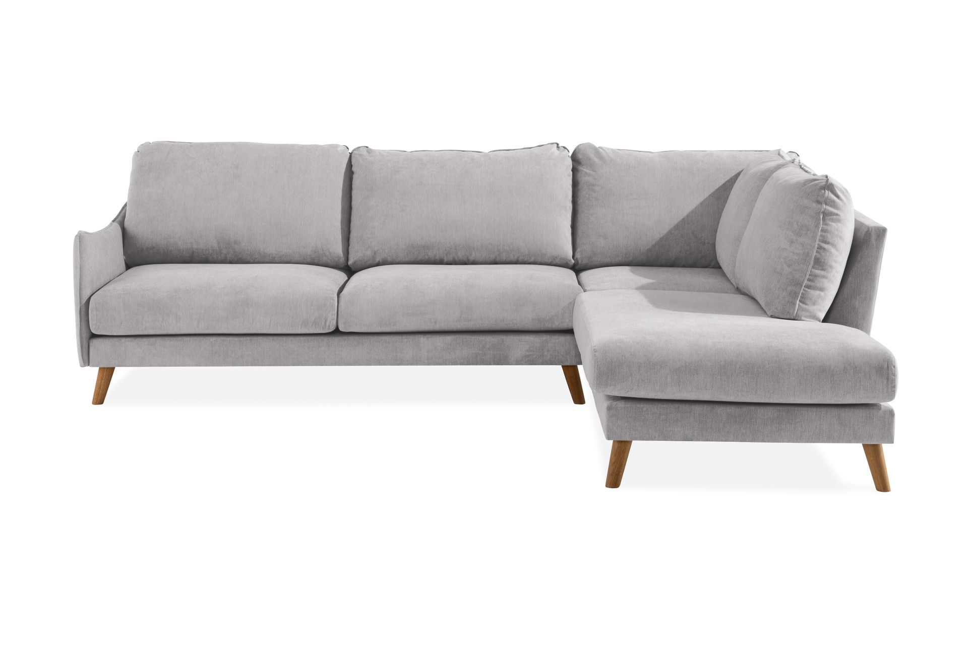 Trend Lyx 4-seters Høyrevendt L-formet Sjeselongsofa i Stoff - Lys grå - Møbler - Sofaer - Sofa med sjeselong