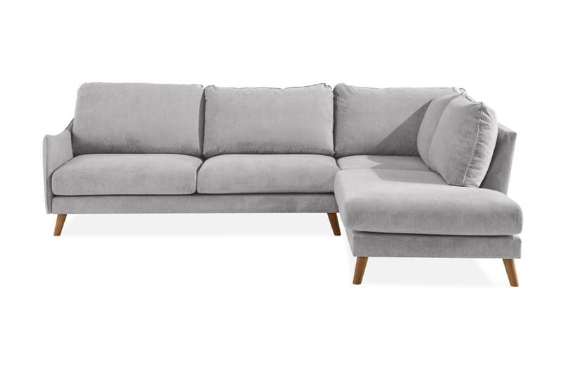 Trend Lyx 4-seters Høyrevendt L-formet Sjeselongsofa i Stoff - Lys grå - Møbler - Sofaer - Sofa med sjeselong