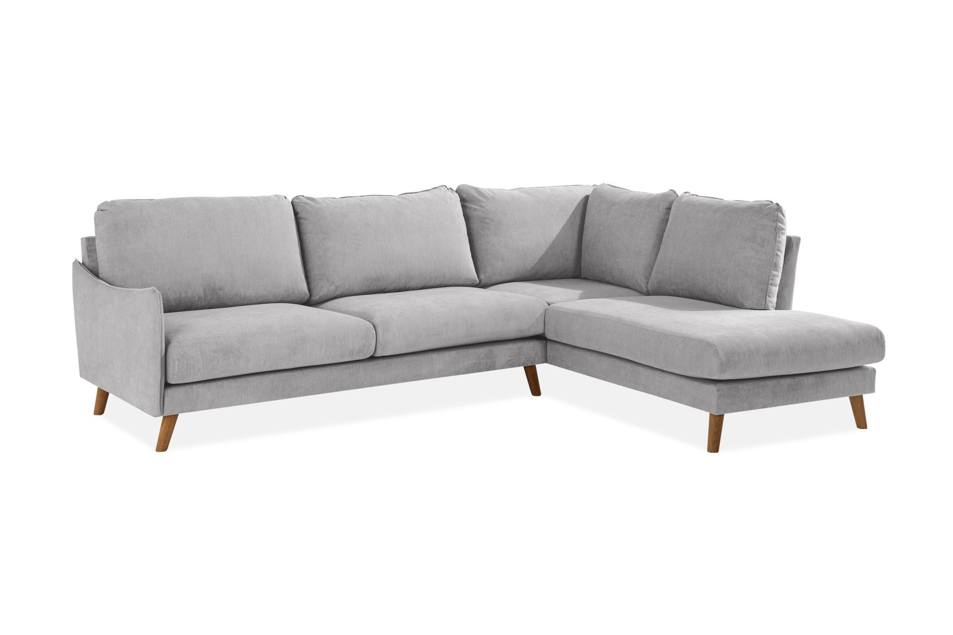 Trend Lyx 4-seters Høyrevendt L-formet Sjeselongsofa i Stoff - Lys grå - Møbler - Sofaer - Sofa med sjeselong