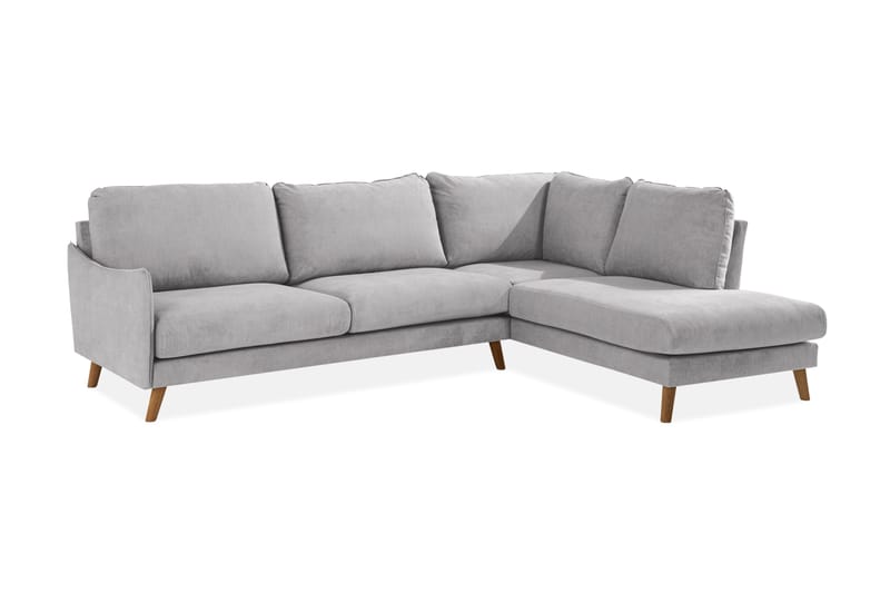 Trend Lyx 4-seters Høyrevendt L-formet Sjeselongsofa i Stoff - Lys grå - Møbler - Sofaer - Sofa med sjeselong - 4 seters sofa med divan