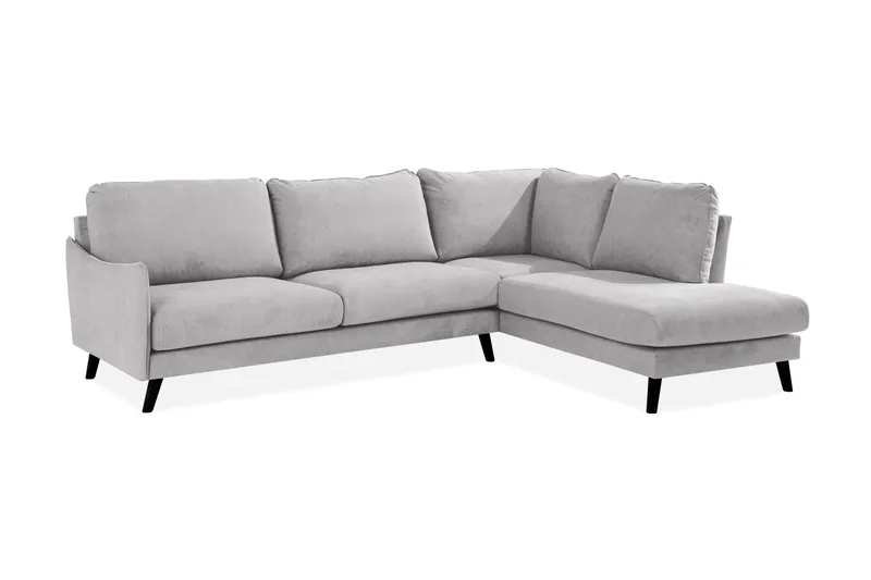 Trend Lyx 4-seters Høyrevendt L-formet Sjeselongsofa i Stoff - Lys grå - Møbler - Sofaer - Sofa med sjeselong - 4 seters sofa med divan