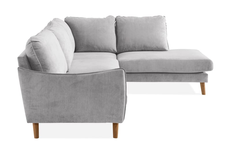 Trend Lyx 4-seters Høyrevendt L-formet Sjeselongsofa i Stoff - Lys grå - Møbler - Sofaer - Sofa med sjeselong - 4 seters sofa med divan