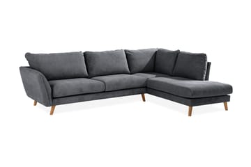 Trend Lyx 4-seters Høyrevendt L-formet Sjeselongsofa i Stoff - Mørk grå - Møbler - Sofaer - Sofa med sjeselong