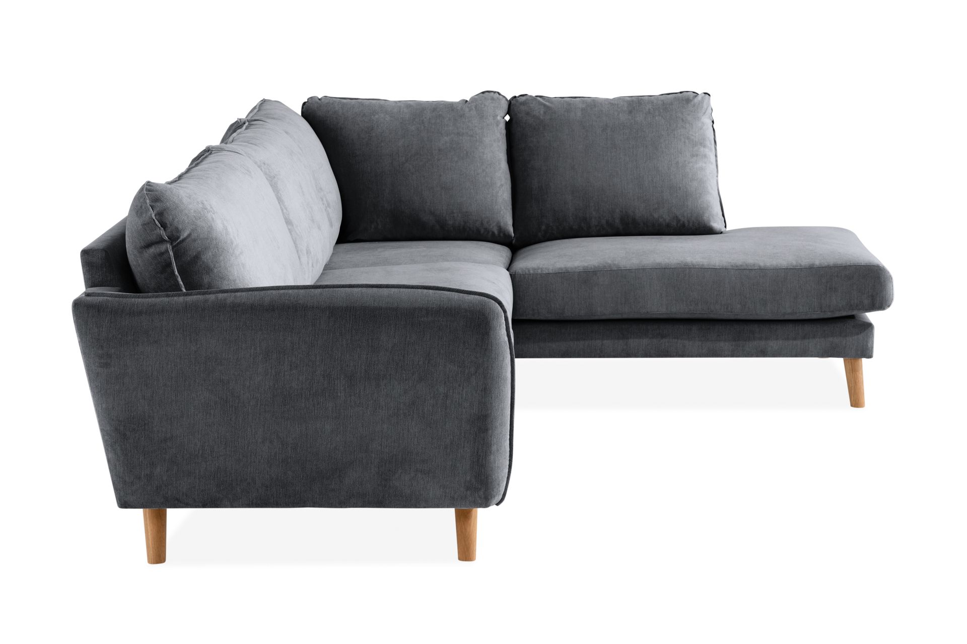 Trend Lyx 4-seters Høyrevendt L-formet Sjeselongsofa i Stoff - Mørk grå - Møbler - Sofaer - Sofa med sjeselong