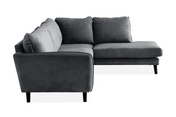 Trend Lyx 4-seters Høyrevendt L-formet Sjeselongsofa i Stoff - Mørk grå - Møbler - Sofaer - Sofa med sjeselong