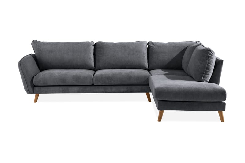 Trend Lyx 4-seters Høyrevendt L-formet Sjeselongsofa i Stoff - Mørk grå - Møbler - Sofaer - Sofa med sjeselong - 4 seters sofa med divan
