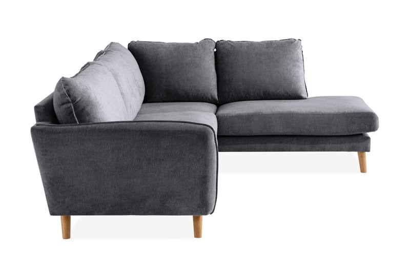 Trend Lyx 4-seters Høyrevendt L-formet Sjeselongsofa i Stoff - Mørk grå - Møbler - Sofaer - Sofa med sjeselong - 4 seters sofa med divan