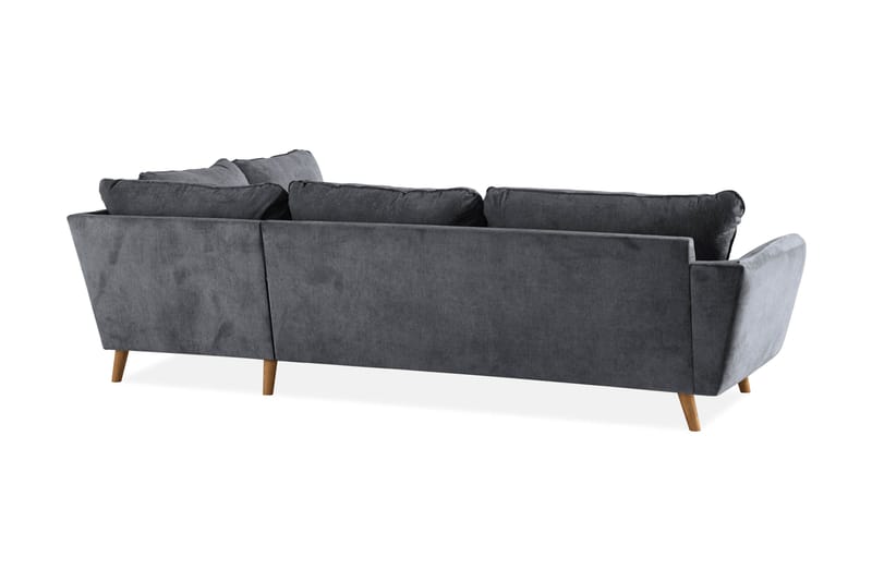 Trend Lyx 4-seters Høyrevendt L-formet Sjeselongsofa i Stoff - Mørk grå - Møbler - Sofaer - Sofa med sjeselong - 4 seters sofa med divan
