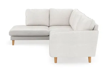 Trend Lyx 4-seters Venstrevendt L-formet Sjeselongsofa i Bouclé - Hvit - Møbler - Sofaer - Sofa med sjeselong