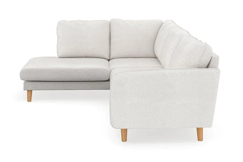 Trend Lyx 4-seters Venstrevendt L-formet Sjeselongsofa i Bouclé - Hvit - Møbler - Sofaer - Sofa med sjeselong - 4 seters sofa med divan