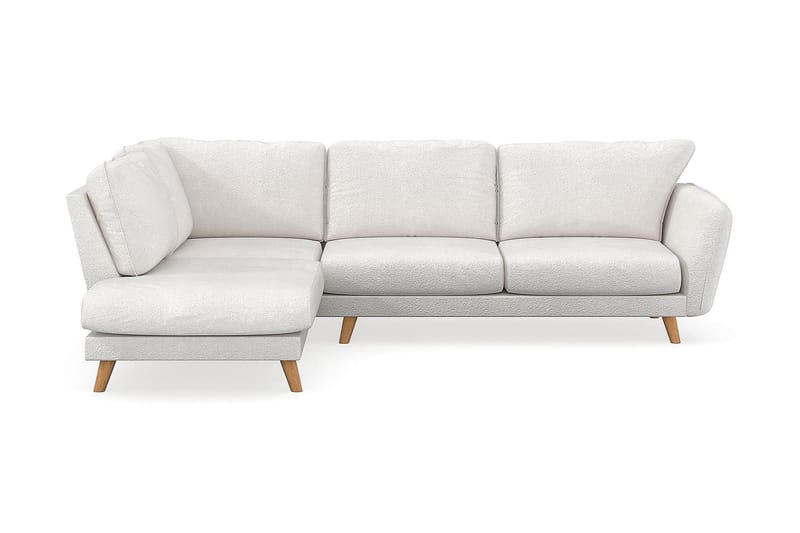 Trend Lyx 4-seters Venstrevendt L-formet Sjeselongsofa i Bouclé - Hvit - Møbler - Sofaer - Sofa med sjeselong