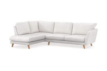 Trend Lyx 4-seters Venstrevendt L-formet Sjeselongsofa i Bouclé - Hvit - Møbler - Sofaer - Sofa med sjeselong
