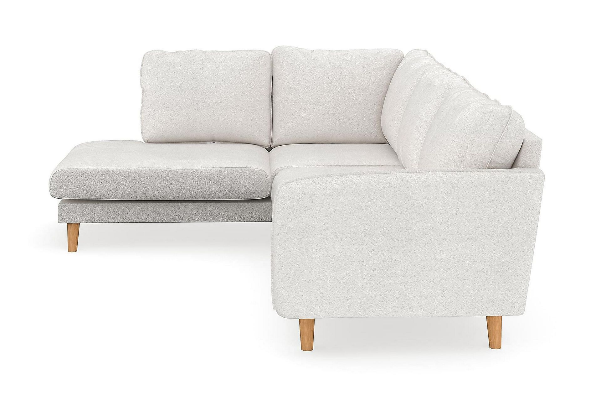Trend Lyx 4-seters Venstrevendt L-formet Sjeselongsofa i Bouclé - Hvit - Møbler - Sofaer - Sofa med sjeselong