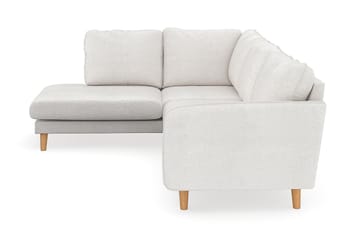 Trend Lyx 4-seters Venstrevendt L-formet Sjeselongsofa i Bouclé - Hvit - Møbler - Sofaer - Sofa med sjeselong