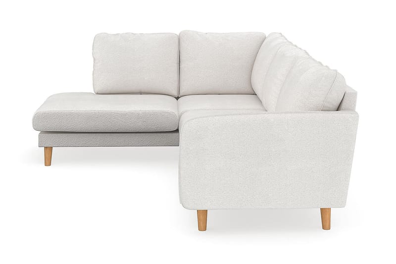 Trend Lyx 4-seters Venstrevendt L-formet Sjeselongsofa i Bouclé - Hvit - Møbler - Sofaer - Sofa med sjeselong
