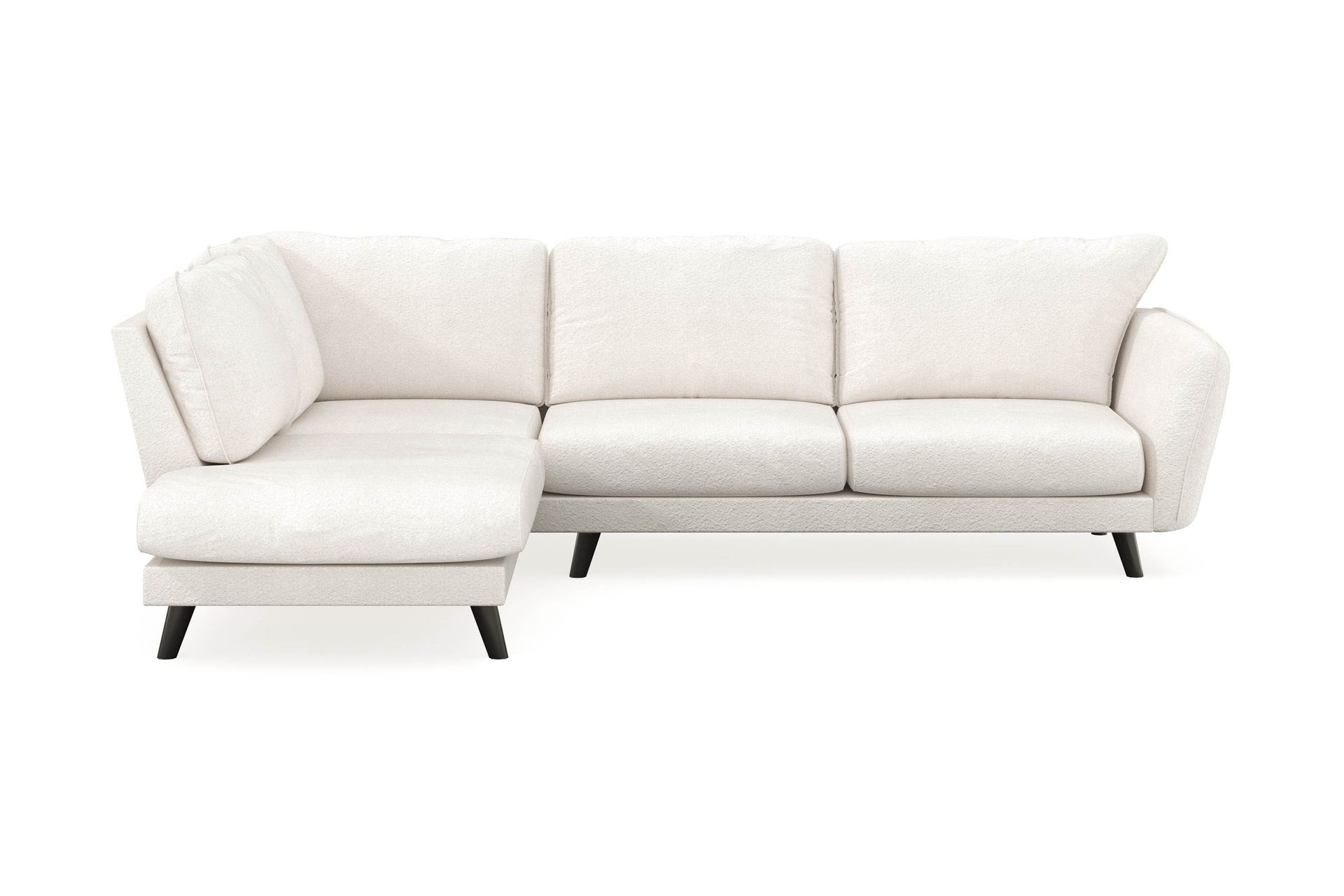 Trend Lyx 4-seters Venstrevendt L-formet Sjeselongsofa i Bouclé - Hvit