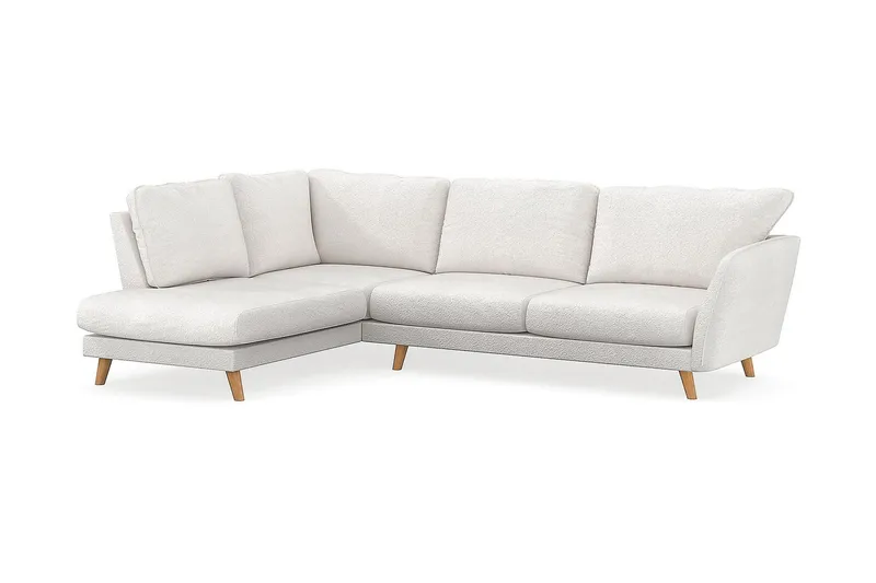 Trend Lyx 4-seters Venstrevendt L-formet Sjeselongsofa i Bouclé - Hvit - Møbler - Sofaer - Sofa med sjeselong - 4 seters sofa med divan