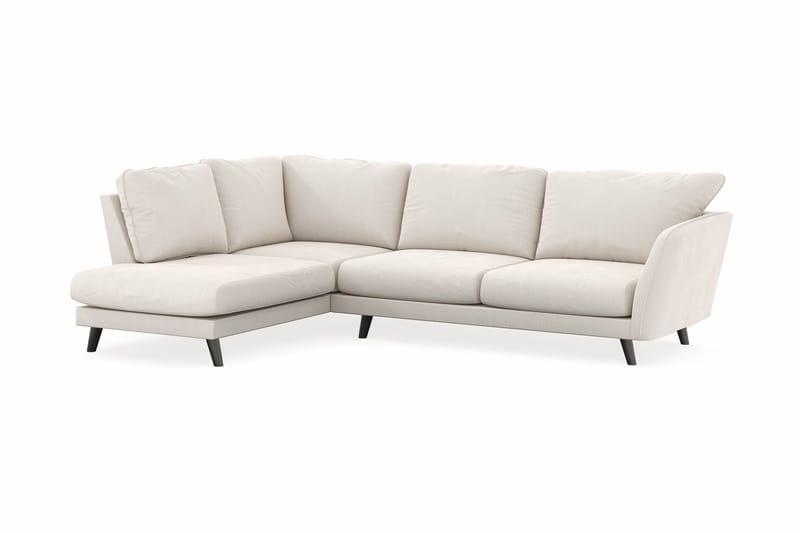 Trend Lyx 4-seters Venstrevendt L-formet Sjeselongsofa i Fløyel - Kremhvit - Møbler - Sofaer - Sofa med sjeselong - 4 seters sofa med divan