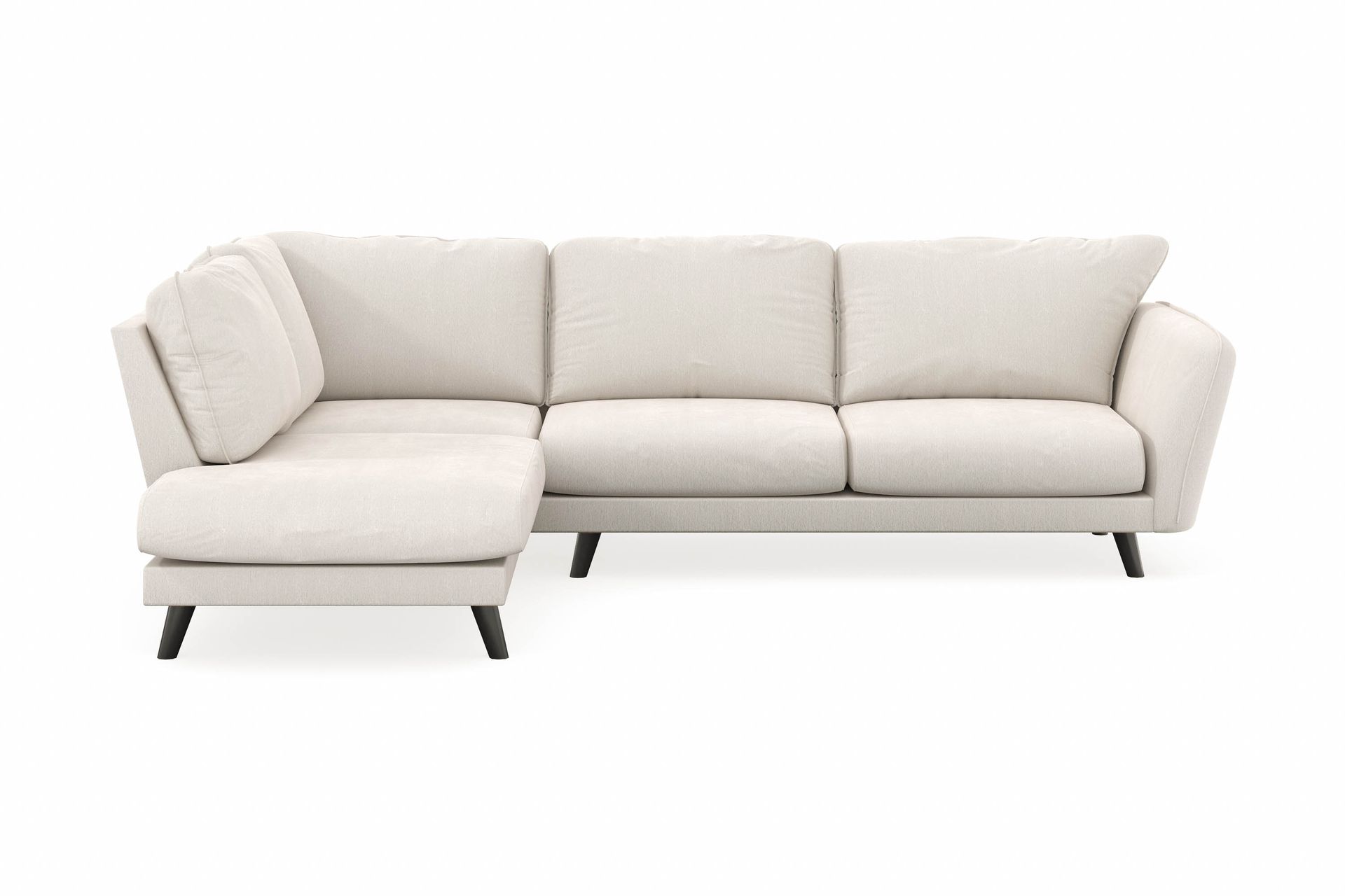 Trend Lyx 4-seters Venstrevendt L-formet Sjeselongsofa i Fløyel - Kremhvit - Møbler - Sofaer - Sofa med sjeselong