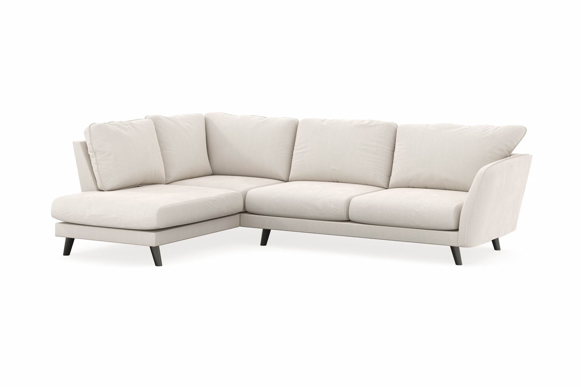 Trend Lyx 4-seters Venstrevendt L-formet Sjeselongsofa i Fløyel - Kremhvit - Møbler - Sofaer - Sofa med sjeselong