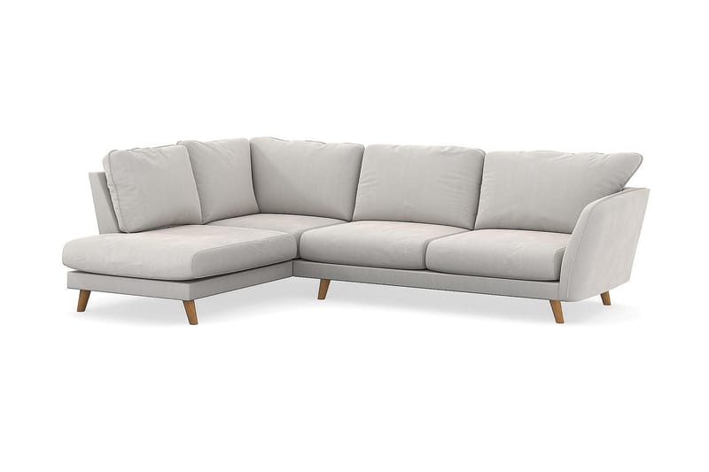 Trend Lyx 4-seters Venstrevendt L-formet Sjeselongsofa i Fløyel - Kremhvit - Møbler - Sofaer - Sofa med sjeselong - 4 seters sofa med divan